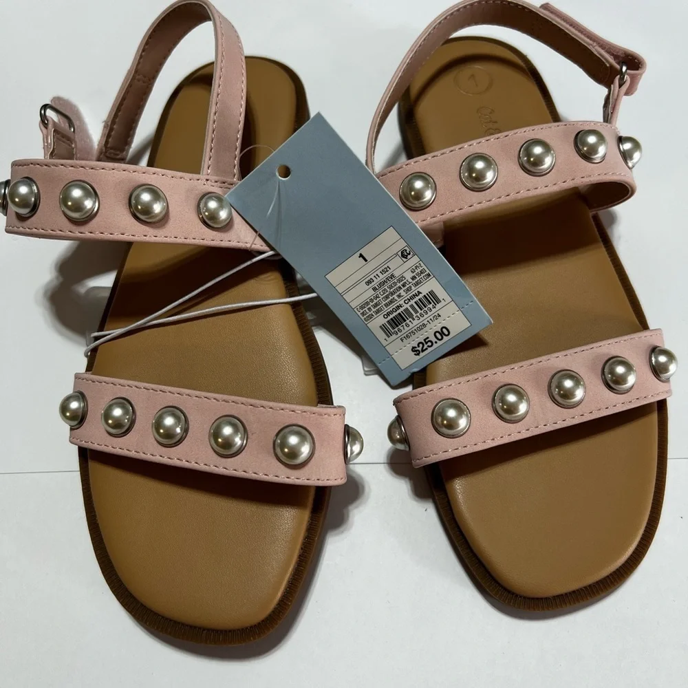 MWT Cat & Jack Pink Pearl-Studded Sandals